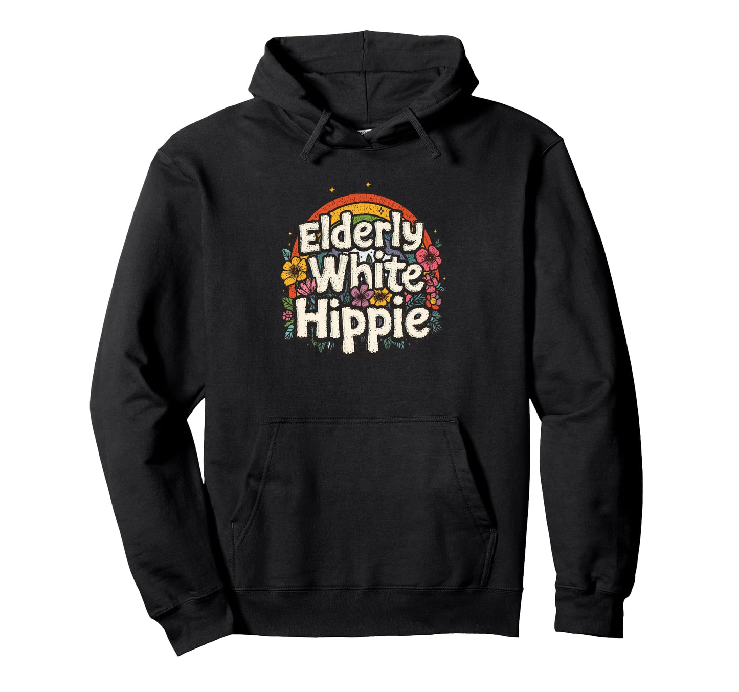 Elderly White Hippie Chillin From Hoodie - Fun Novelty Design for Adults - T-Shirt, Sweatshirt, Hoodie