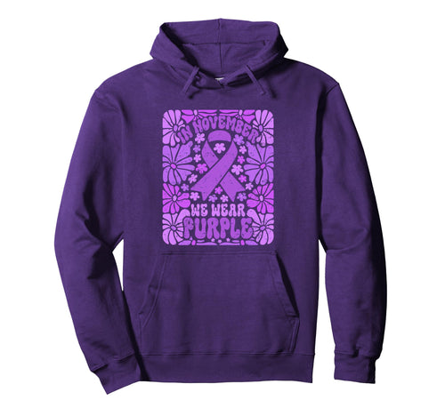 November We Wear Purple Pancreatic Hoodie - Minimalist Print Men Women - T-Shirt, Sweatshirt, Hoodie