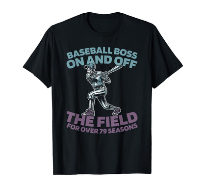 79 Years Old Baseball Team Sport T-Shirt - Aesthetic Graphic for Adults - T-Shirt, Sweatshirt, Hoodie