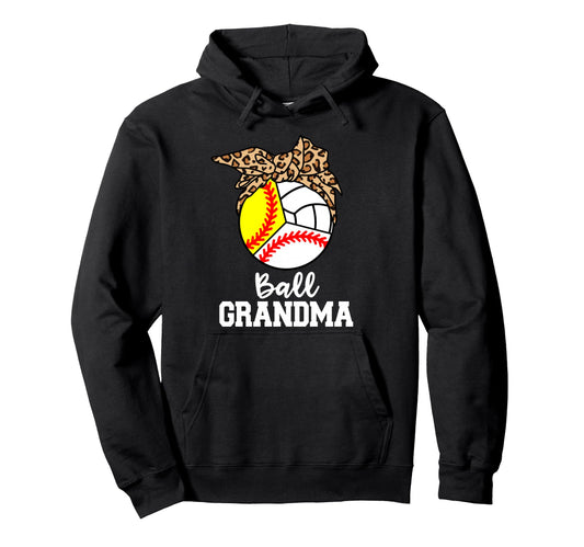 Ball Grandma Baseball Softball Hoodie - Unique Graphic Men Women - T-Shirt, Sweatshirt, Hoodie