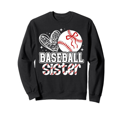 Baseball Sister Heart Sister Sweatshirt - Aesthetic Graphic Unisex - T-Shirt, Sweatshirt, Hoodie