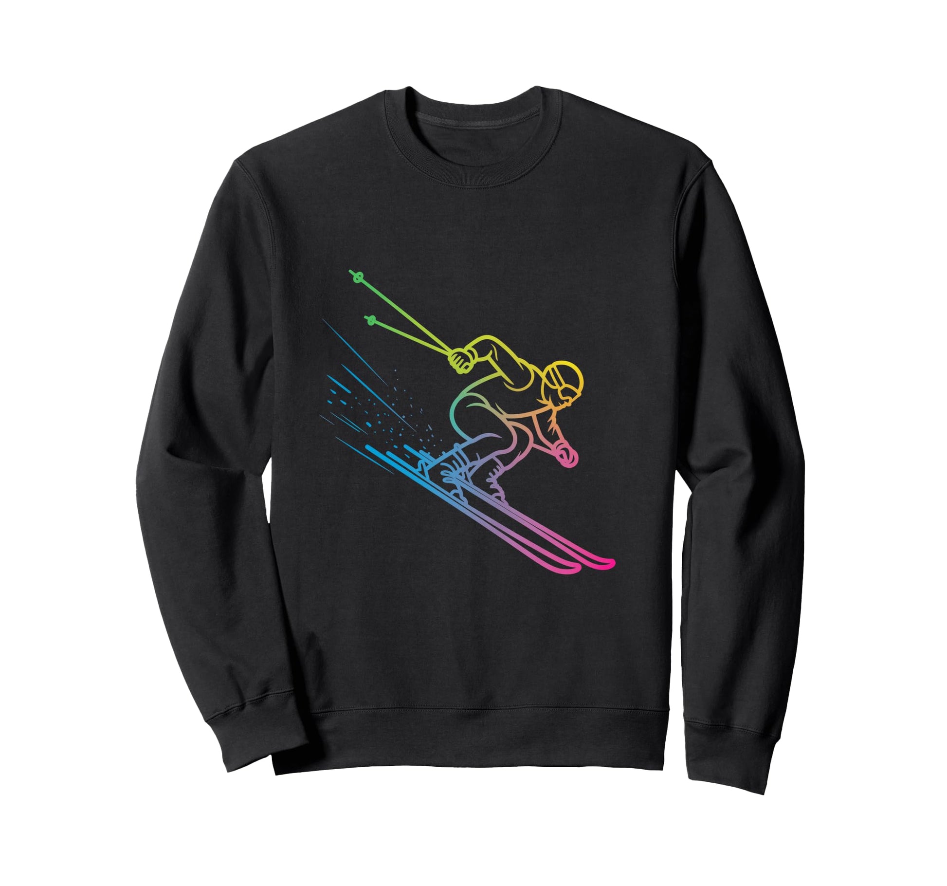 Vaporwave Skier Rainbow Gradient Sweatshirt - Aesthetic Graphic Unisex - T-Shirt, Sweatshirt, Hoodie