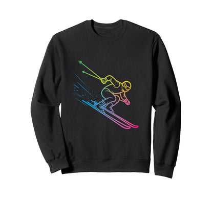 Vaporwave Skier Rainbow Gradient Sweatshirt - Aesthetic Graphic Unisex - T-Shirt, Sweatshirt, Hoodie