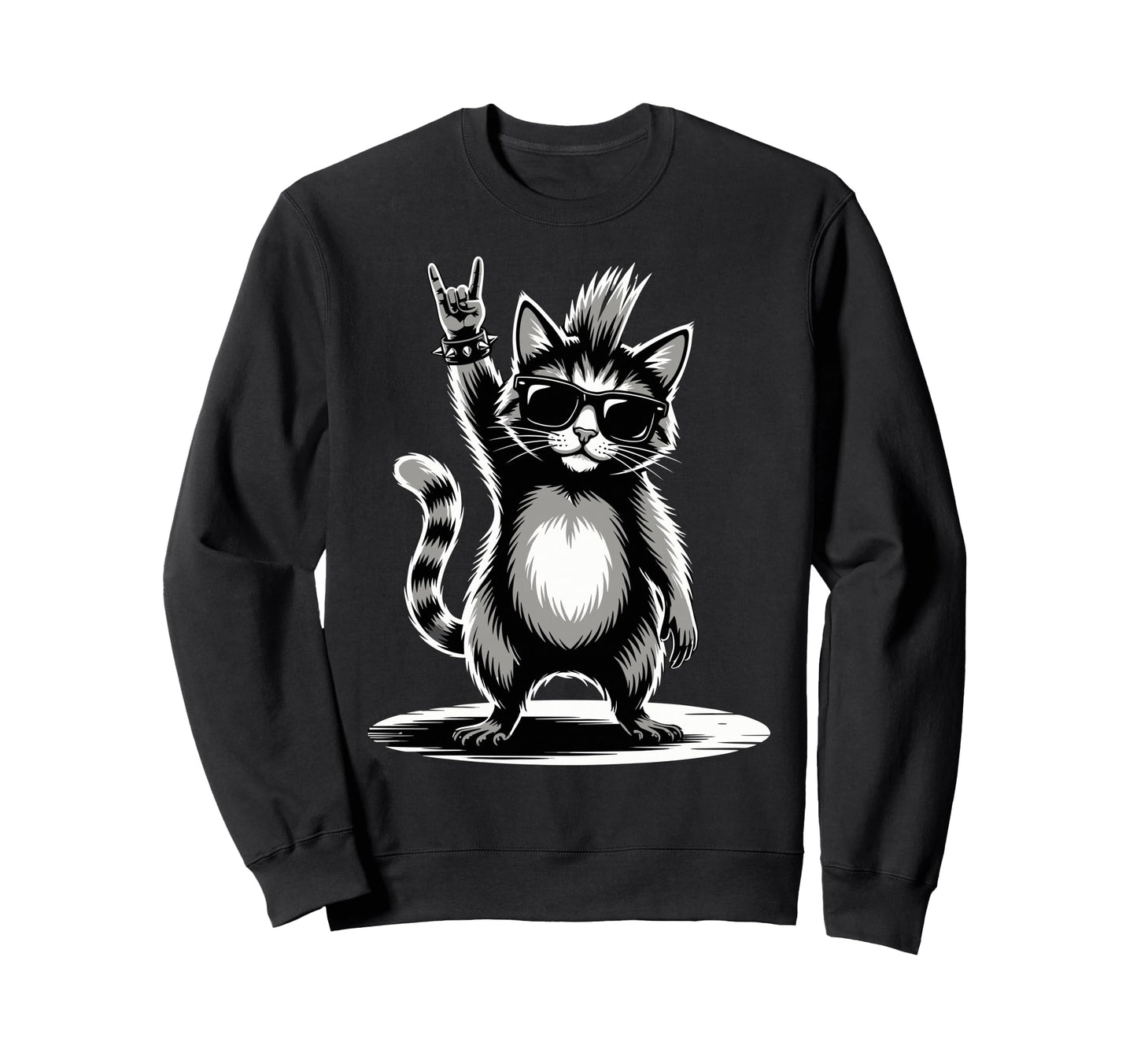 Funny Cat Loving Rock And Roll Sweatshirt - Custom Art Print for Adults - T-Shirt, Sweatshirt, Hoodie