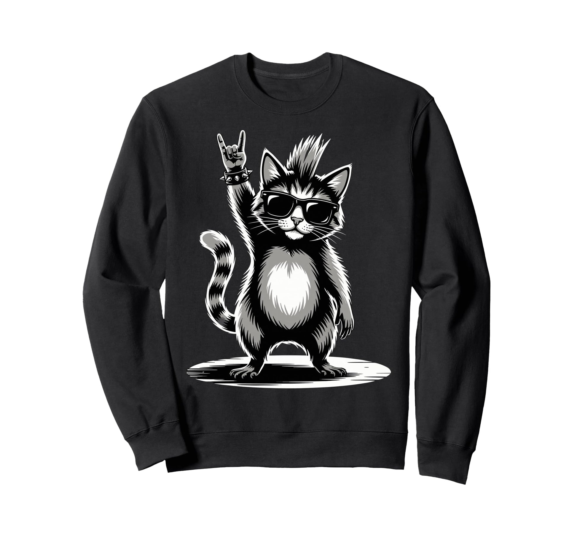 Funny Cat Loving Rock And Roll Sweatshirt - Custom Art Print for Adults - T-Shirt, Sweatshirt, Hoodie