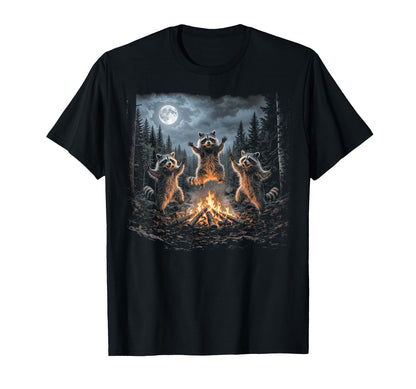Raccoon Bonfire Campfire 90S T-Shirt - Novelty Apparel for Adults - T-Shirt, Sweatshirt, Hoodie