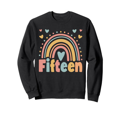 15 Year Old Boho Rainbow 15Th Sweatshirt - Unique Graphic Men Women - T-Shirt, Sweatshirt, Hoodie