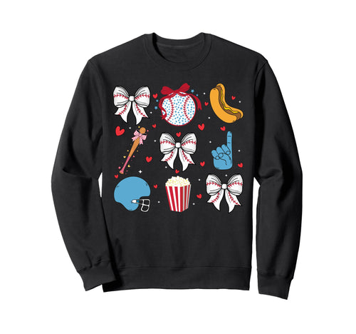 Baseball Coquette Bow Cheer Game Day Sweatshirt - Custom Art Print Unisex - T-Shirt, Sweatshirt, Hoodie