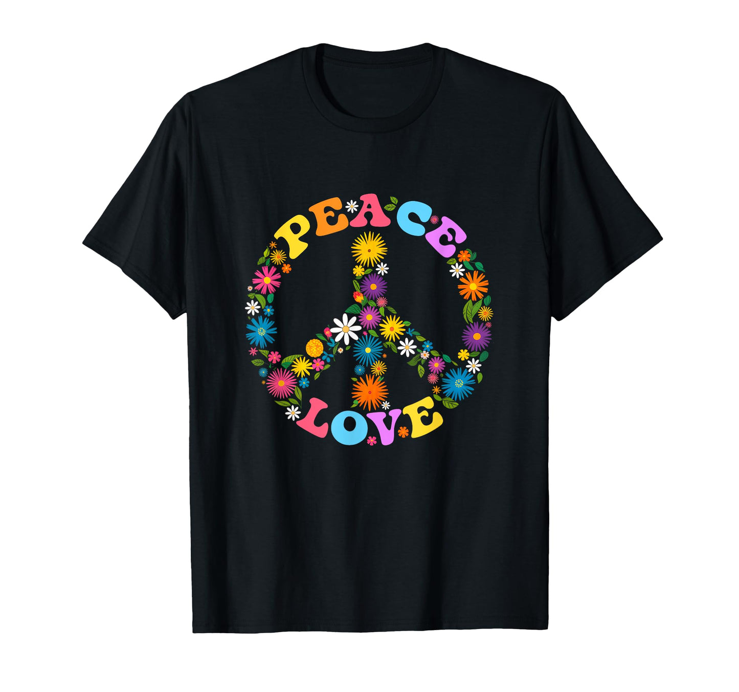 Peace Sign Love Flower 60S 70S Tie T-Shirt - Minimalist Print Men Women - T-Shirt, Sweatshirt, Hoodie
