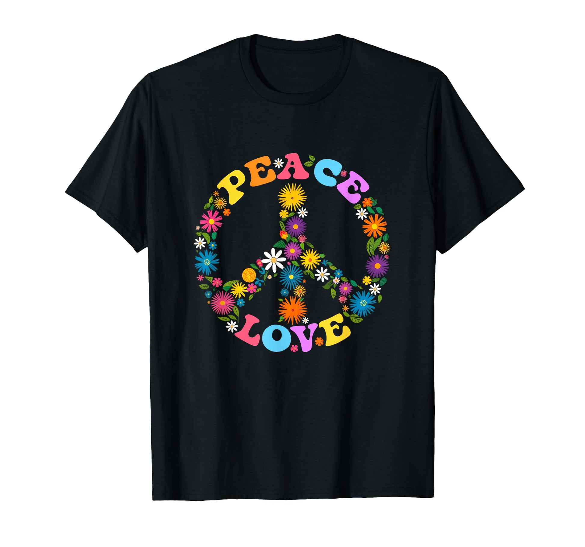 Peace Sign Love Flower 60S 70S Tie T-Shirt - Minimalist Print Men Women - T-Shirt, Sweatshirt, Hoodie