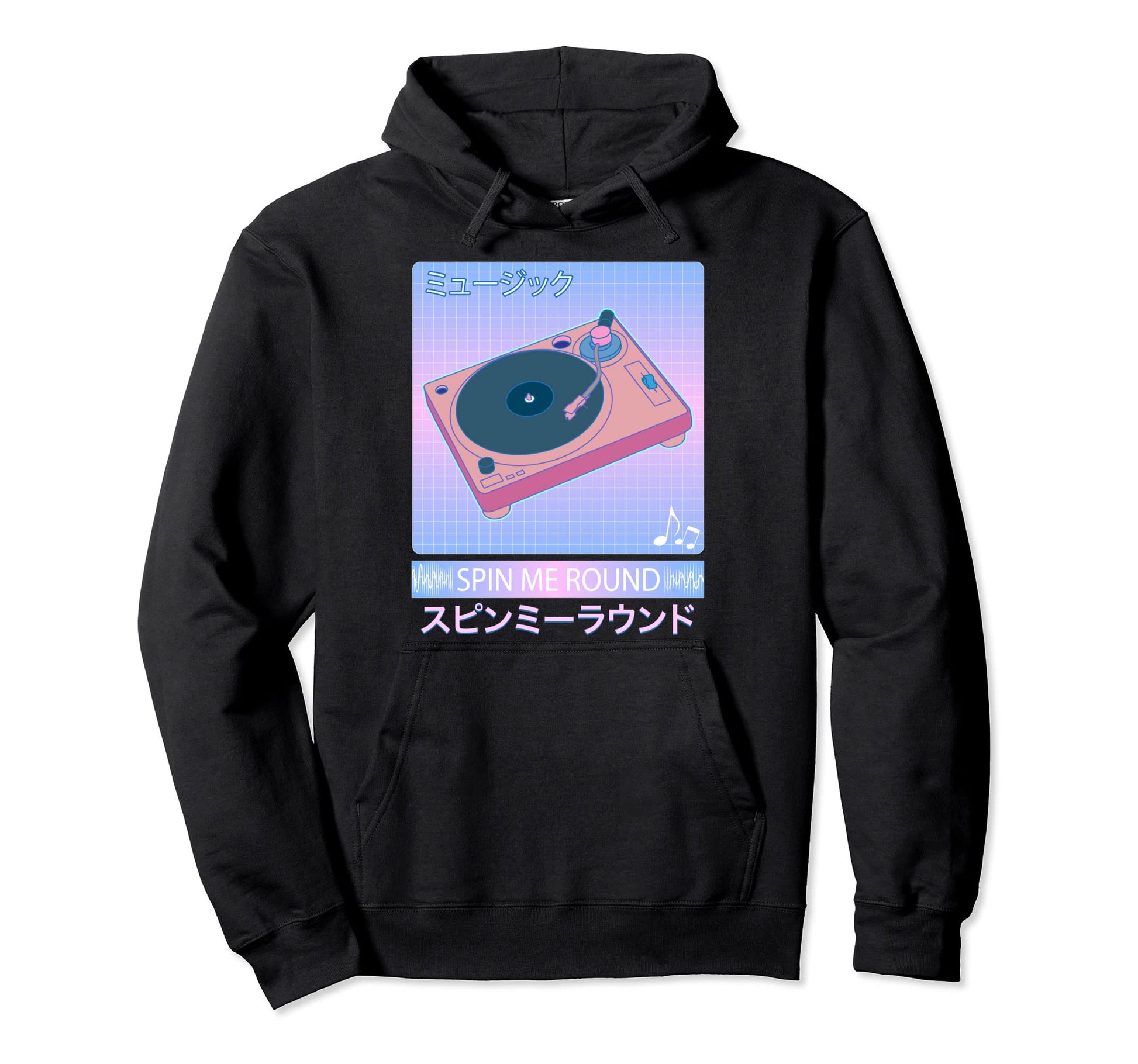 Vaporwave Record Player 80S Japanese Hoodie - Unique Graphic for Adults - T-Shirt, Sweatshirt, Hoodie