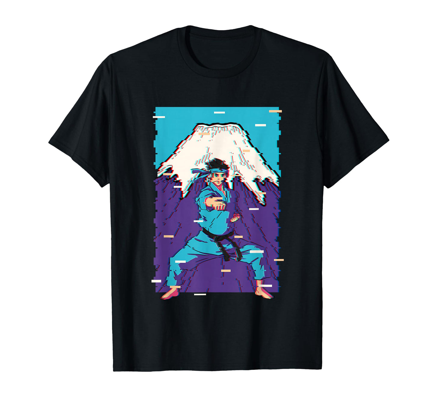 Karate Anime Vaporwave Fujiyama T-Shirt - Casual Everyday Wear for Adults - T-Shirt, Sweatshirt, Hoodie