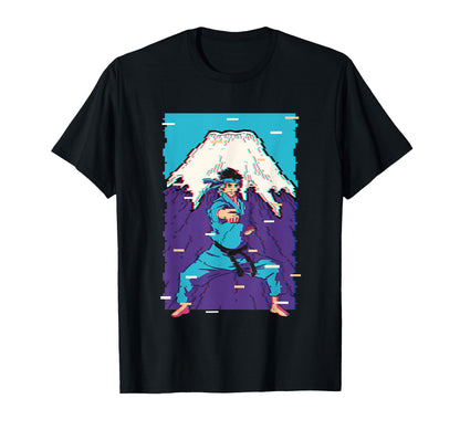 Karate Anime Vaporwave Fujiyama T-Shirt - Casual Everyday Wear for Adults - T-Shirt, Sweatshirt, Hoodie