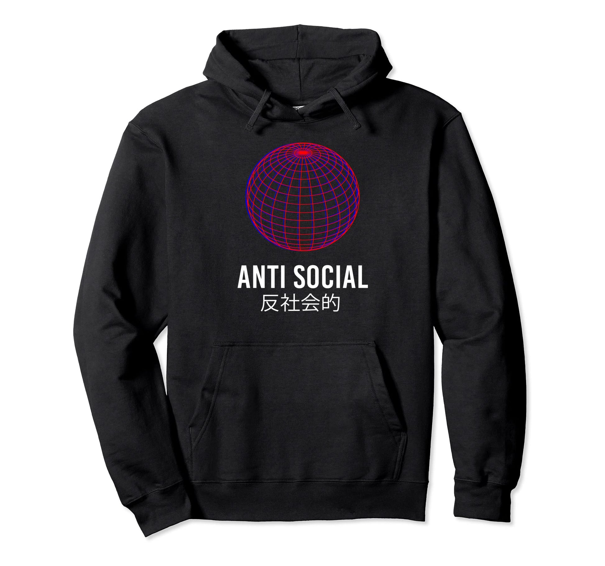 Anti Social Japanese Text Aesthetic Hoodie - Fun Novelty Design Unisex - T-Shirt, Sweatshirt, Hoodie