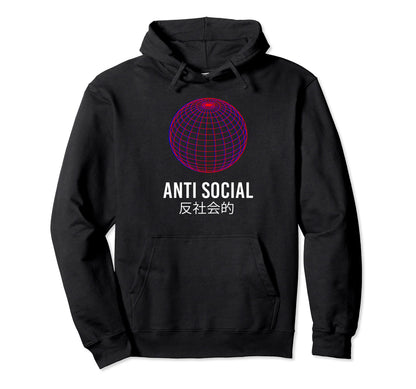 Anti Social Japanese Text Aesthetic Hoodie - Fun Novelty Design Unisex - T-Shirt, Sweatshirt, Hoodie