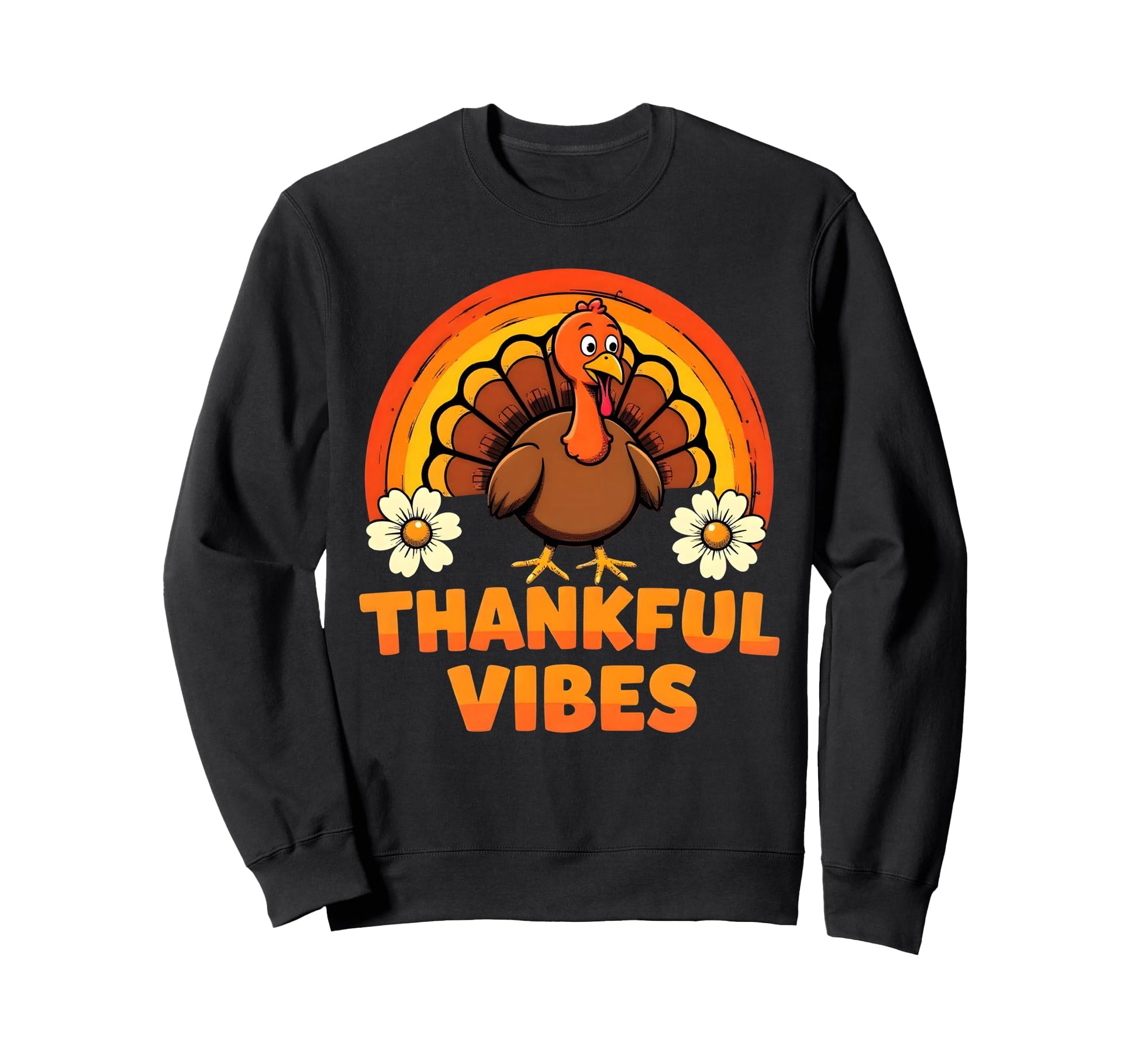 Thankful Vibes Turkey Rainbow Sweatshirt - Custom Art Print for Adults - T-Shirt, Sweatshirt, Hoodie