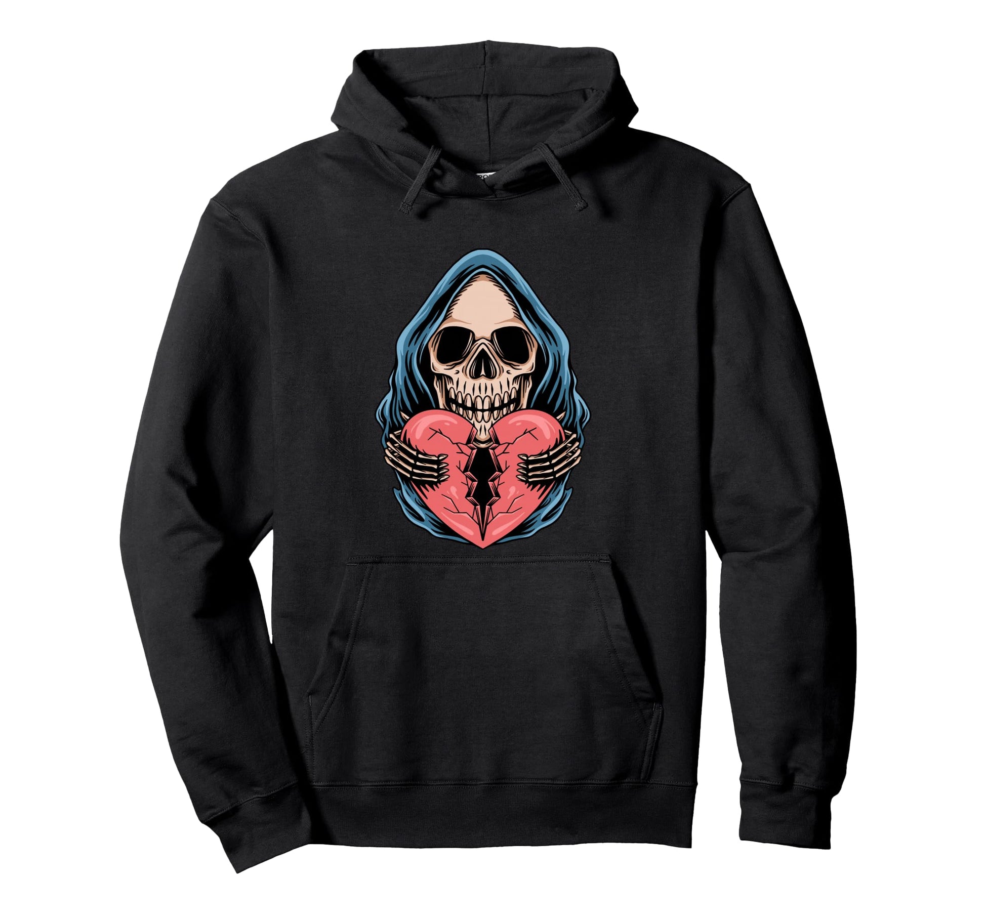 Broken Heart Death Skull Hoodie - Casual Everyday Wear for Adults - T-Shirt, Sweatshirt, Hoodie