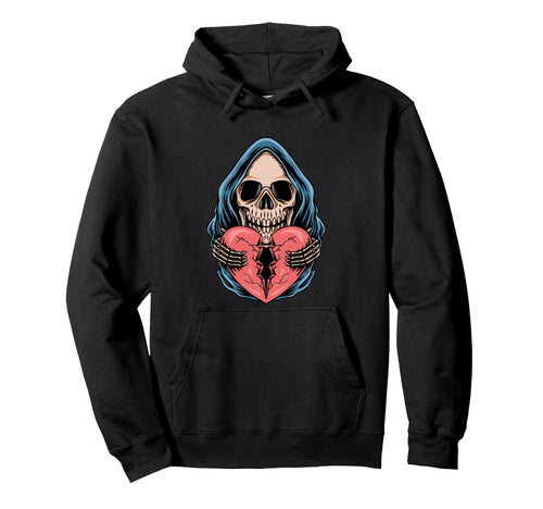 Broken Heart Death Skull Hoodie - Casual Everyday Wear for Adults - T-Shirt, Sweatshirt, Hoodie