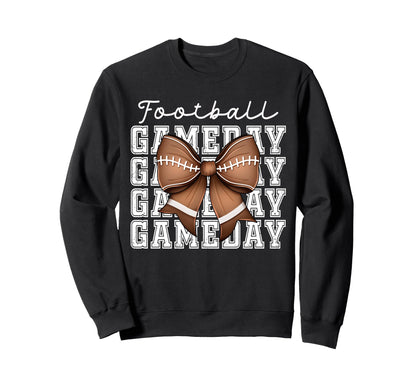 Football Game Day Mom Coquette Bow Sweatshirt - Trendy Graphic Unisex - T-Shirt, Sweatshirt, Hoodie