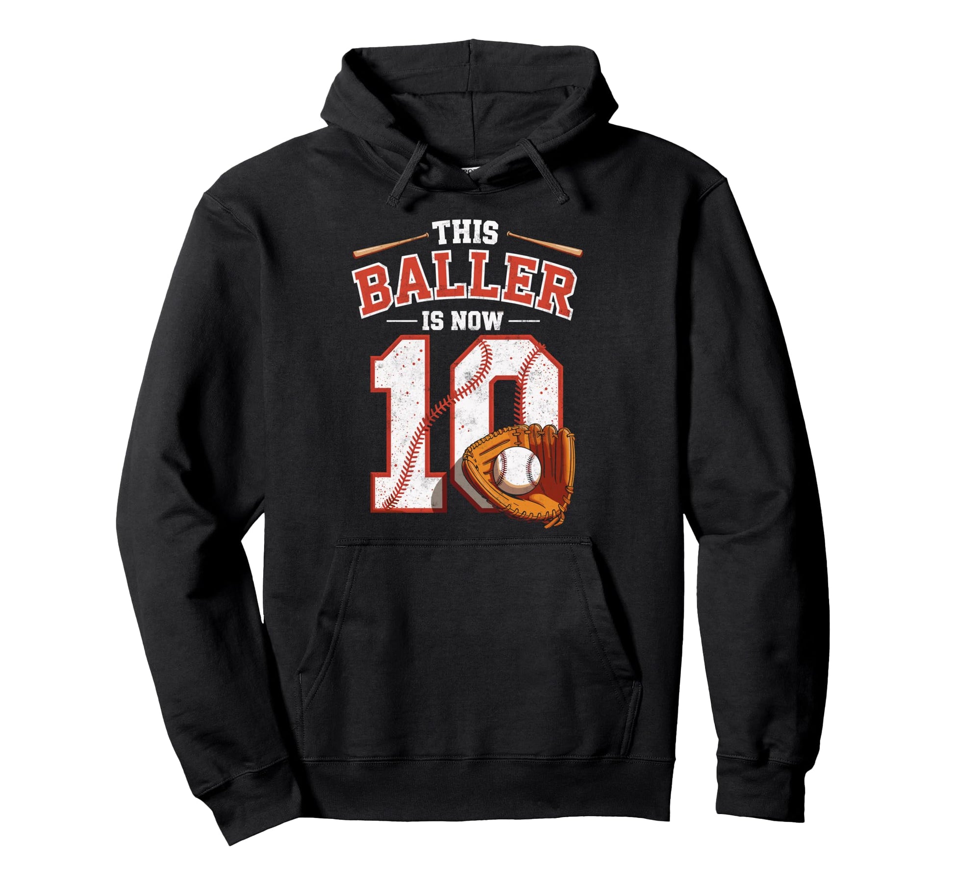 This Baller Is Now 10 Year Baseball Hoodie - Minimalist Print Unisex - T-Shirt, Sweatshirt, Hoodie