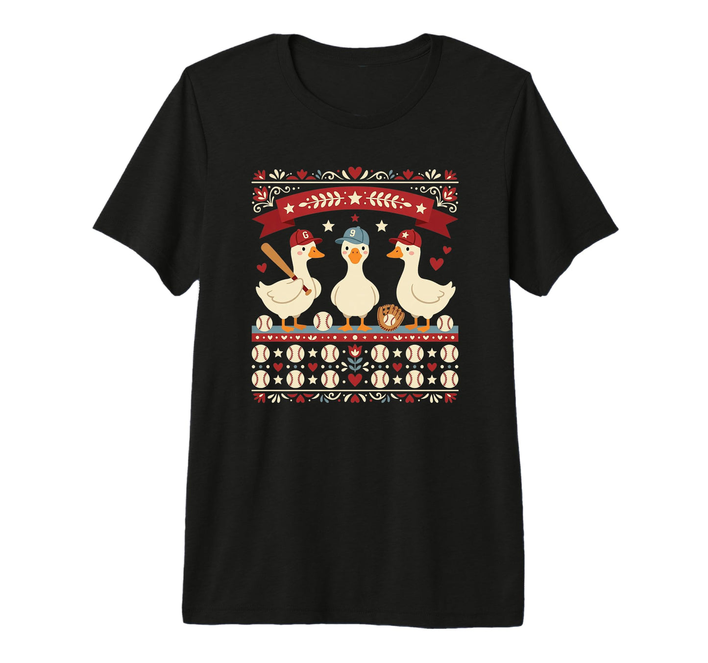 Baseball Geese Funny Team Animal Tri T-Shirt - Casual Everyday Wear Unisex - T-Shirt, Sweatshirt, Hoodie