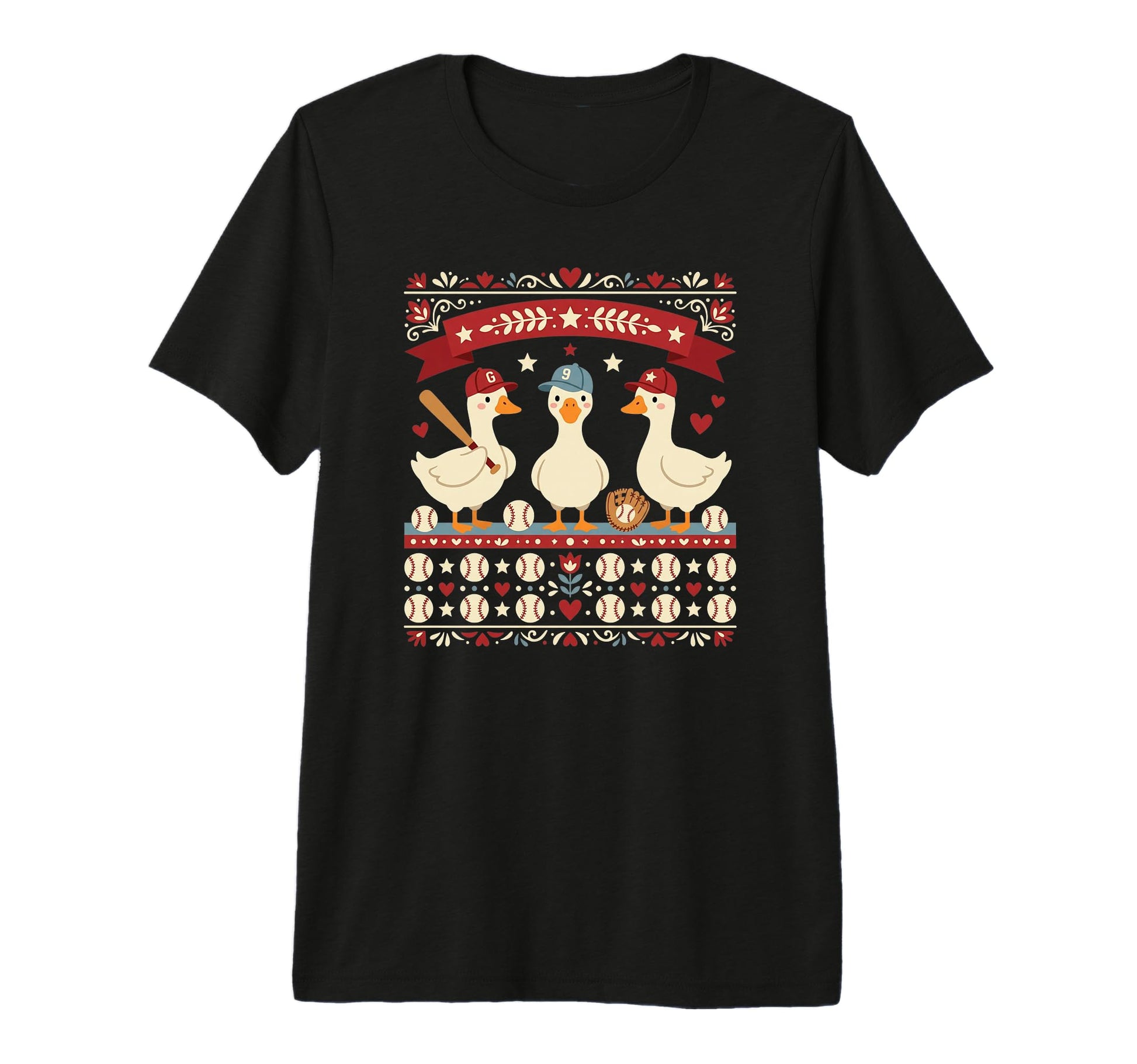 Baseball Geese Funny Team Animal Tri T-Shirt - Casual Everyday Wear Unisex - T-Shirt, Sweatshirt, Hoodie