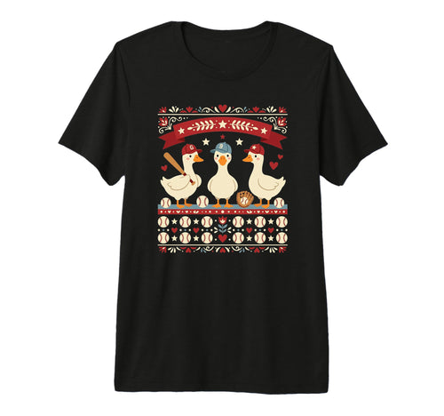 Baseball Geese Funny Team Animal Tri T-Shirt - Casual Everyday Wear Unisex - T-Shirt, Sweatshirt, Hoodie
