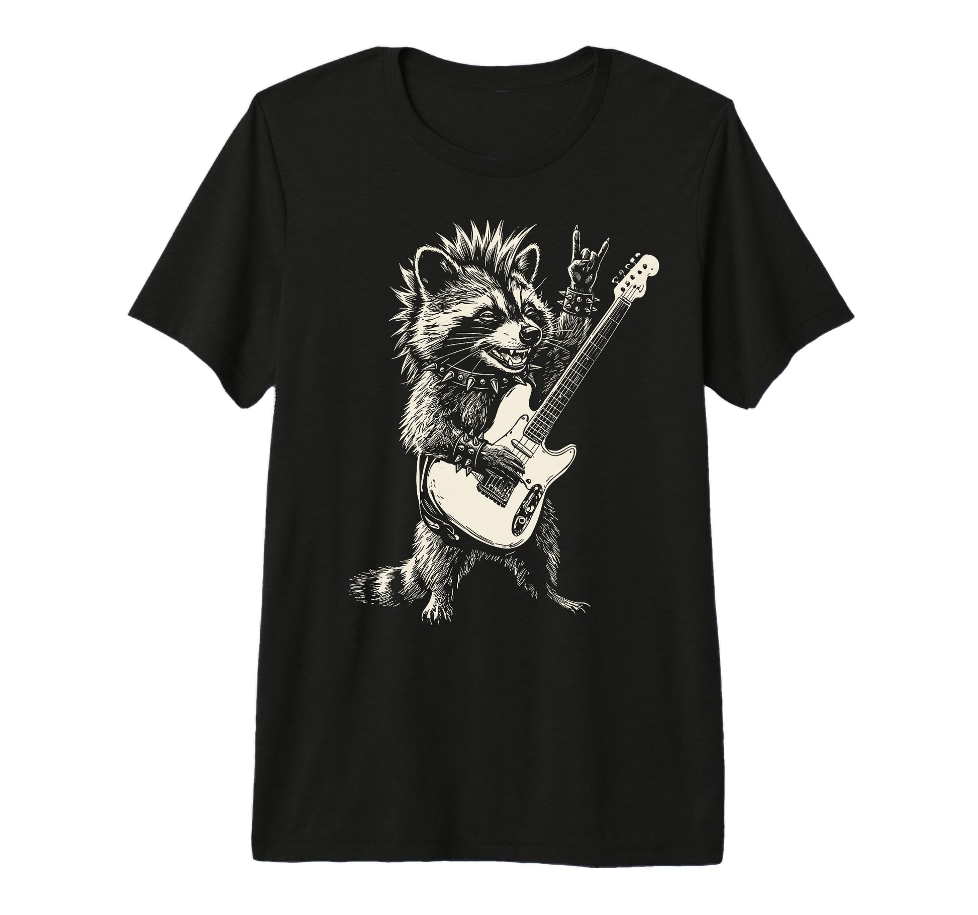 Funny Raccoon Playing Guitar Rock T-Shirt - Minimalist Print for Adults - T-Shirt, Sweatshirt, Hoodie