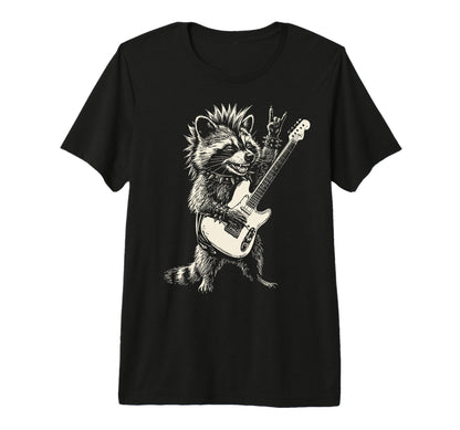 Funny Raccoon Playing Guitar Rock T-Shirt - Minimalist Print for Adults - T-Shirt, Sweatshirt, Hoodie