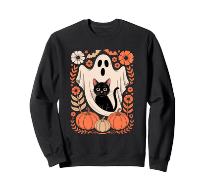 Boho Floral Spooky Ghost Holding Sweatshirt - Unique Graphic for Adults - T-Shirt, Sweatshirt, Hoodie