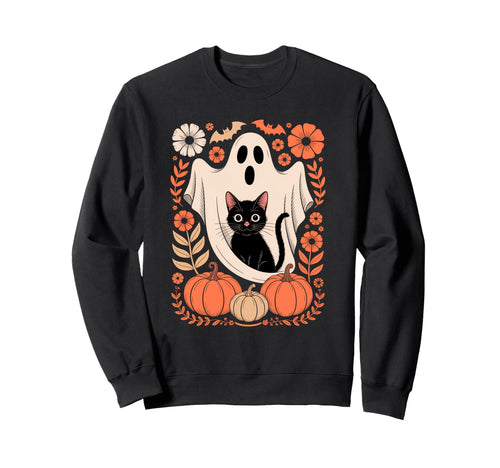 Boho Floral Spooky Ghost Holding Sweatshirt - Unique Graphic for Adults - T-Shirt, Sweatshirt, Hoodie