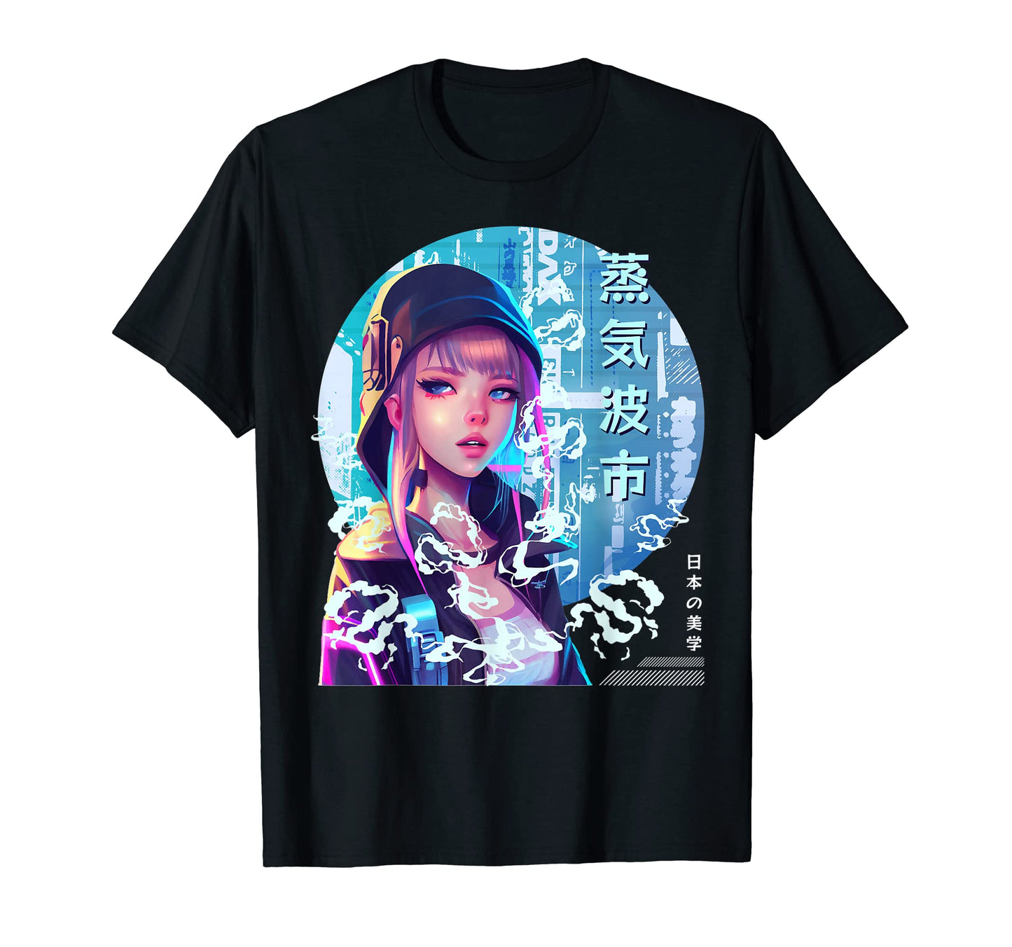 Japanese Vaporwave Futuristic Cyber T-Shirt - Graphic Print for Adults - T-Shirt, Sweatshirt, Hoodie