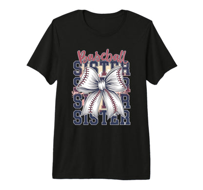 Baseball Sister Coquette Bow Tri T-Shirt - Streetwear Style for Adults - T-Shirt, Sweatshirt, Hoodie
