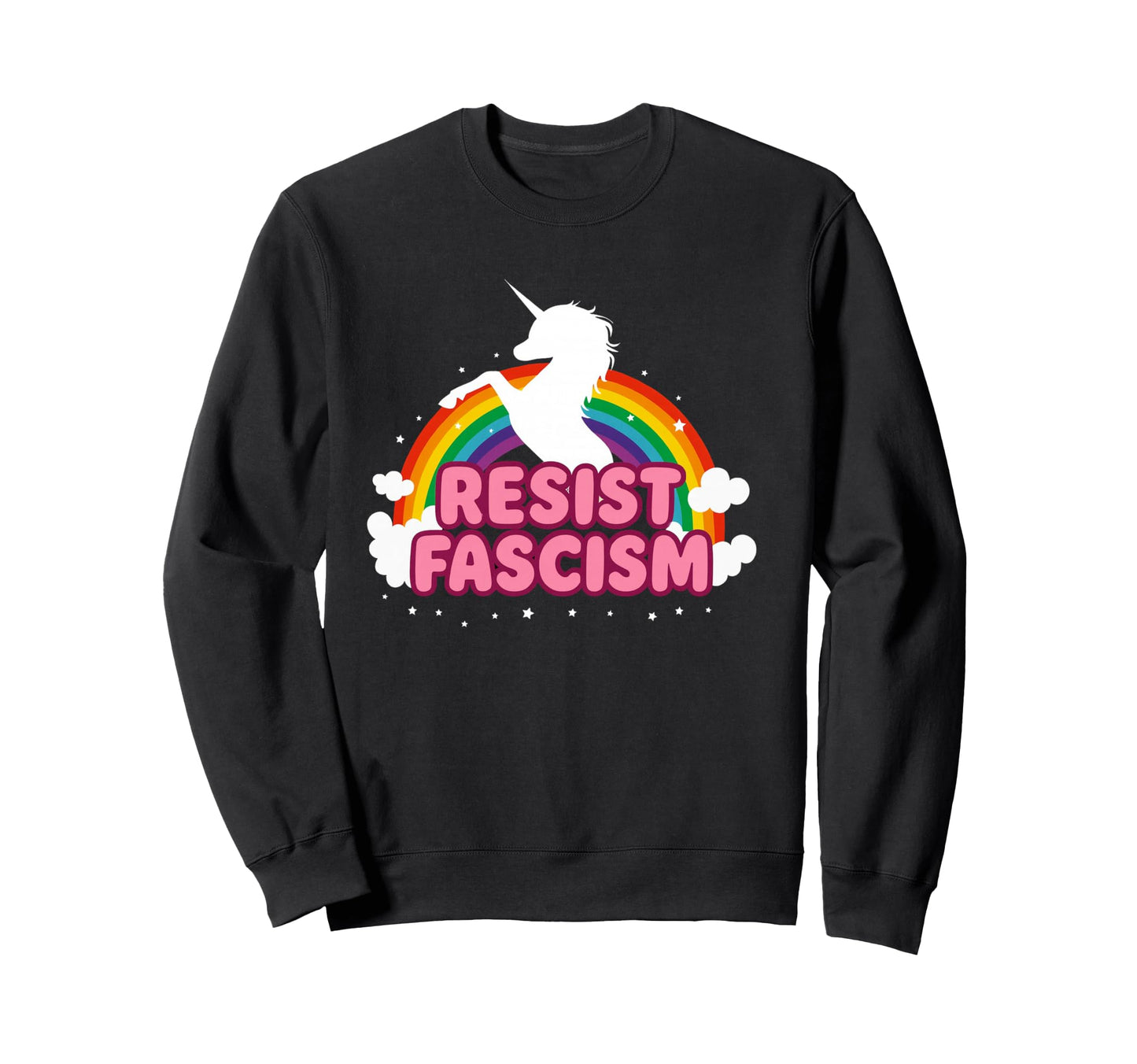 Unicorn Resist Fascism Groovy Sweatshirt - Fun Novelty Design Unisex - T-Shirt, Sweatshirt, Hoodie