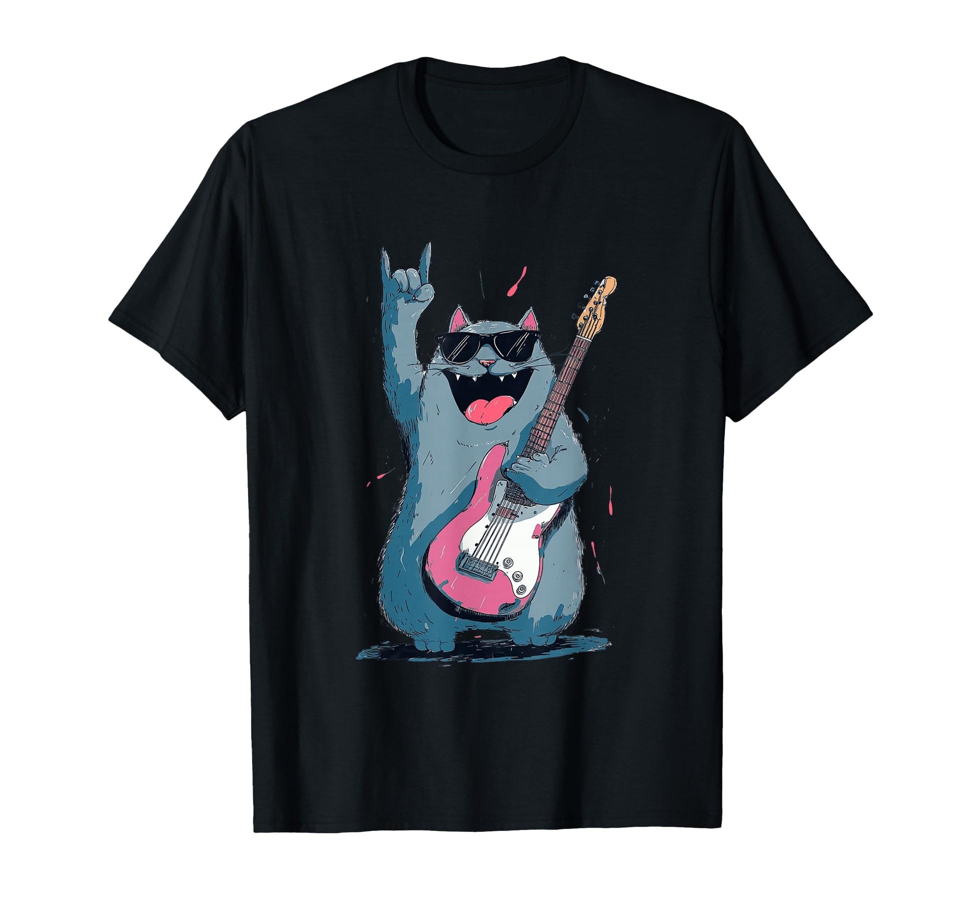 Cat Rock Music Guitarist Funny Music T-Shirt - Novelty Apparel Unisex - T-Shirt, Sweatshirt, Hoodie