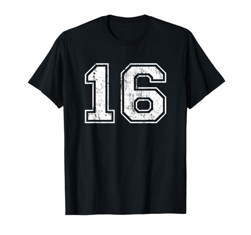 Number 16 Distressed Sixteen Sport T-Shirt - Fun Novelty Design Unisex - T-Shirt, Sweatshirt, Hoodie