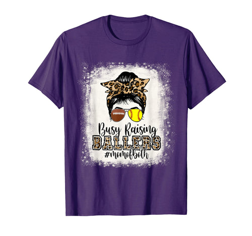 Busy Raising Ballers Mom Both Football T-Shirt - Unique Graphic Unisex - T-Shirt, Sweatshirt, Hoodie