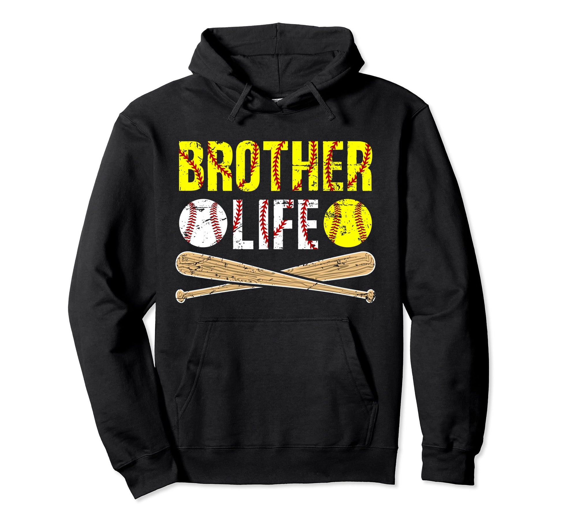 Baseball Softball Brother Life Softball Hoodie - Unique Graphic Unisex - T-Shirt, Sweatshirt, Hoodie