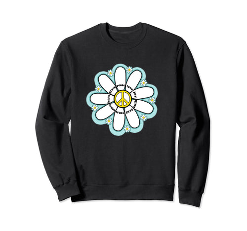 Words Peace Love Joy Daisies Sweatshirt - Trendy Graphic Men Women - T-Shirt, Sweatshirt, Hoodie