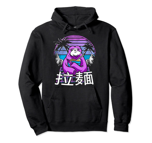 Ramen Sloth 90S Retrowave Sunset 80S Hoodie - Custom Art Print Men Women - T-Shirt, Sweatshirt, Hoodie