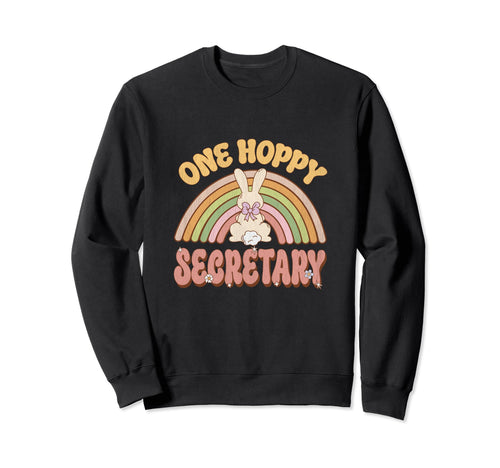 One Hoppy Secretary Bunny Easter Sweatshirt - Trendy Graphic Unisex - T-Shirt, Sweatshirt, Hoodie