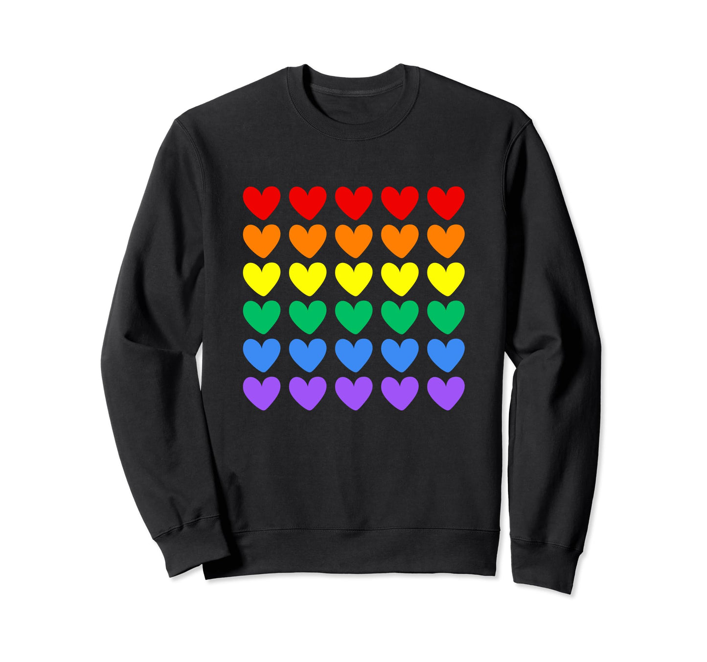 Rainbow Hearts Lgbtqa Pride Sweatshirt - Aesthetic Graphic Men Women - T-Shirt, Sweatshirt, Hoodie