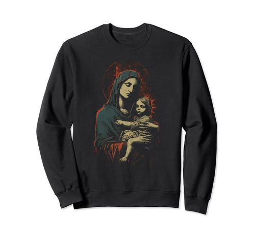 Mary Jesus Distressed 90S Goth Sweatshirt - Novelty Apparel for Adults - T-Shirt, Sweatshirt, Hoodie