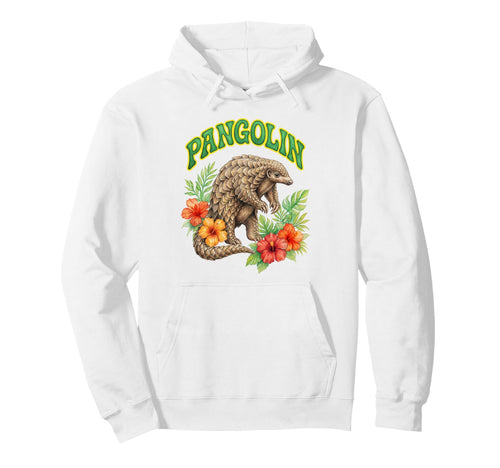 Pangolin Groovy Floral Pangolin Hoodie - Aesthetic Graphic for Adults - T-Shirt, Sweatshirt, Hoodie