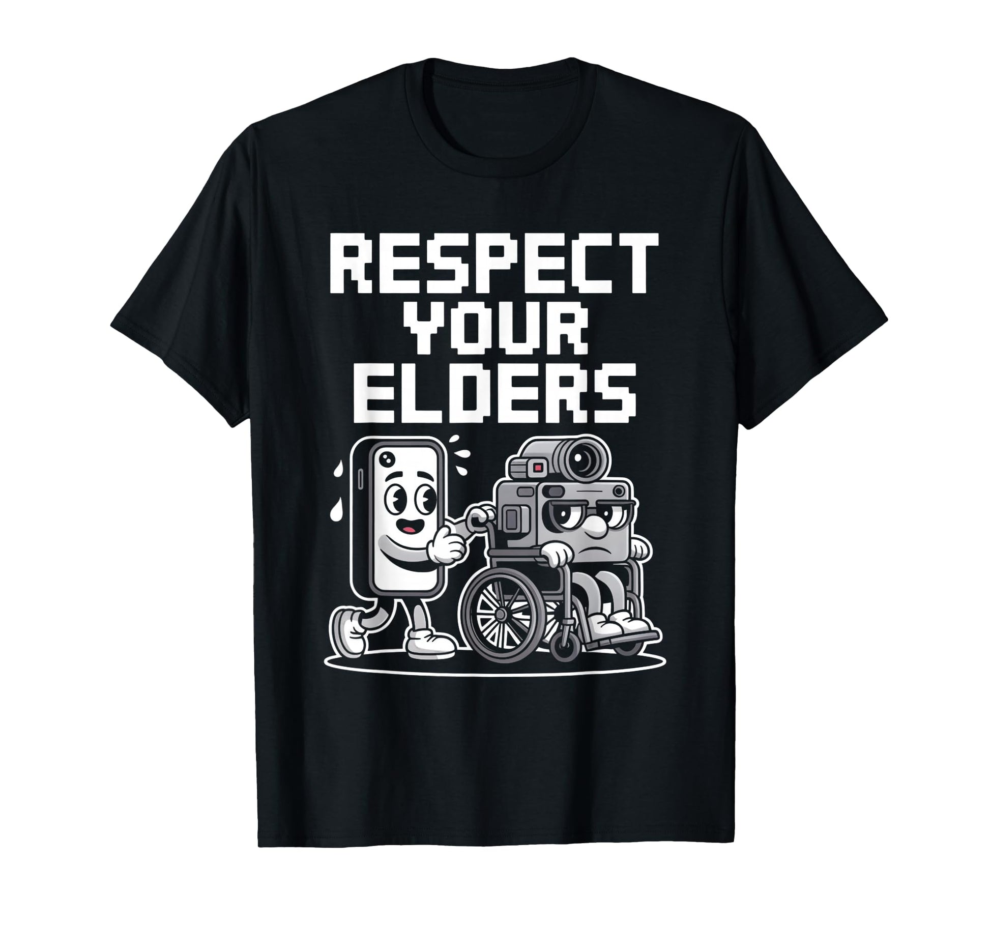 Respect Your Elders Tech Camera Phone T-Shirt - Novelty Apparel Men Women - T-Shirt, Sweatshirt, Hoodie