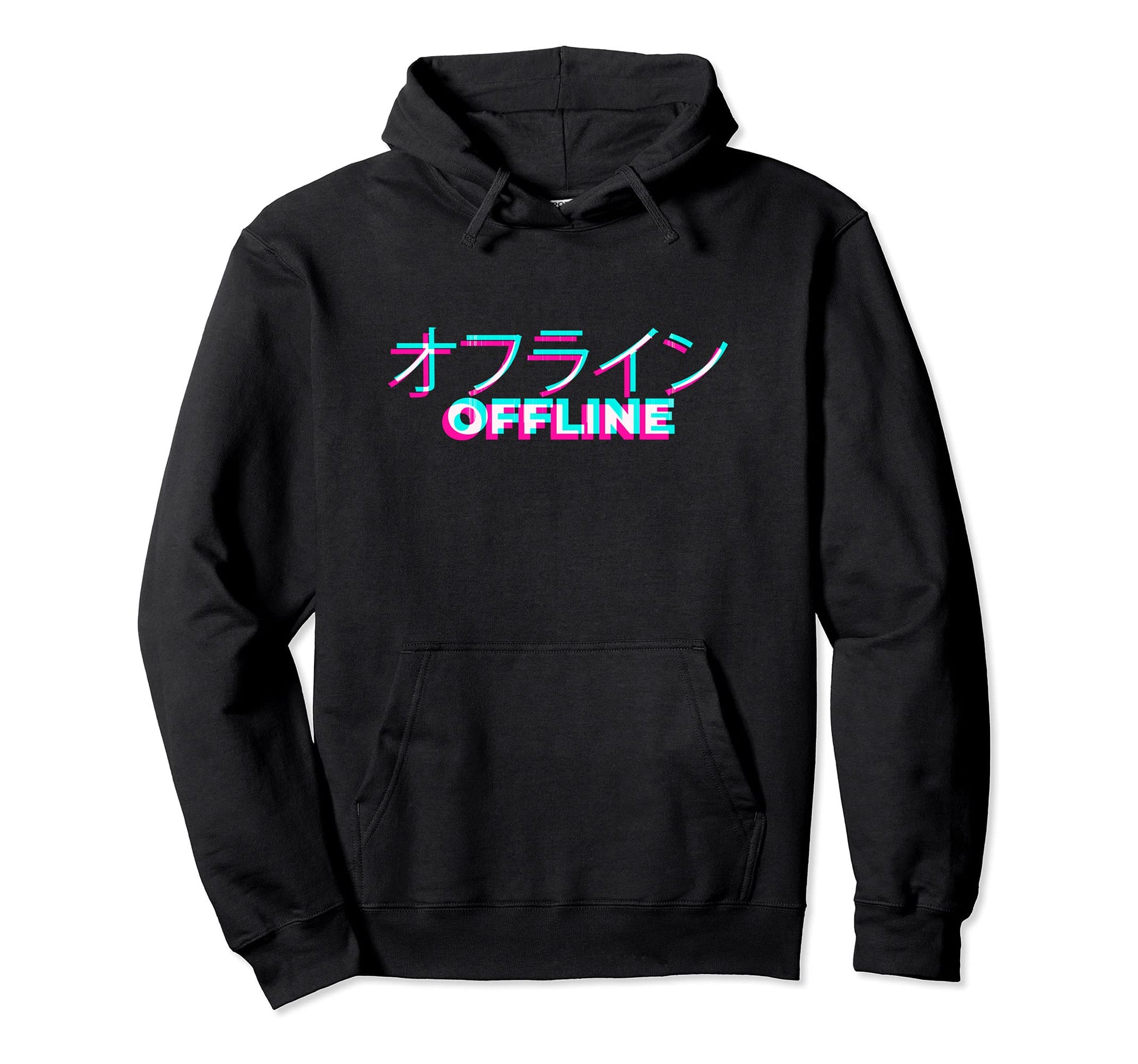 Japanese 90S Synthwave Glitch Offline Hoodie - Unique Graphic Men Women - T-Shirt, Sweatshirt, Hoodie