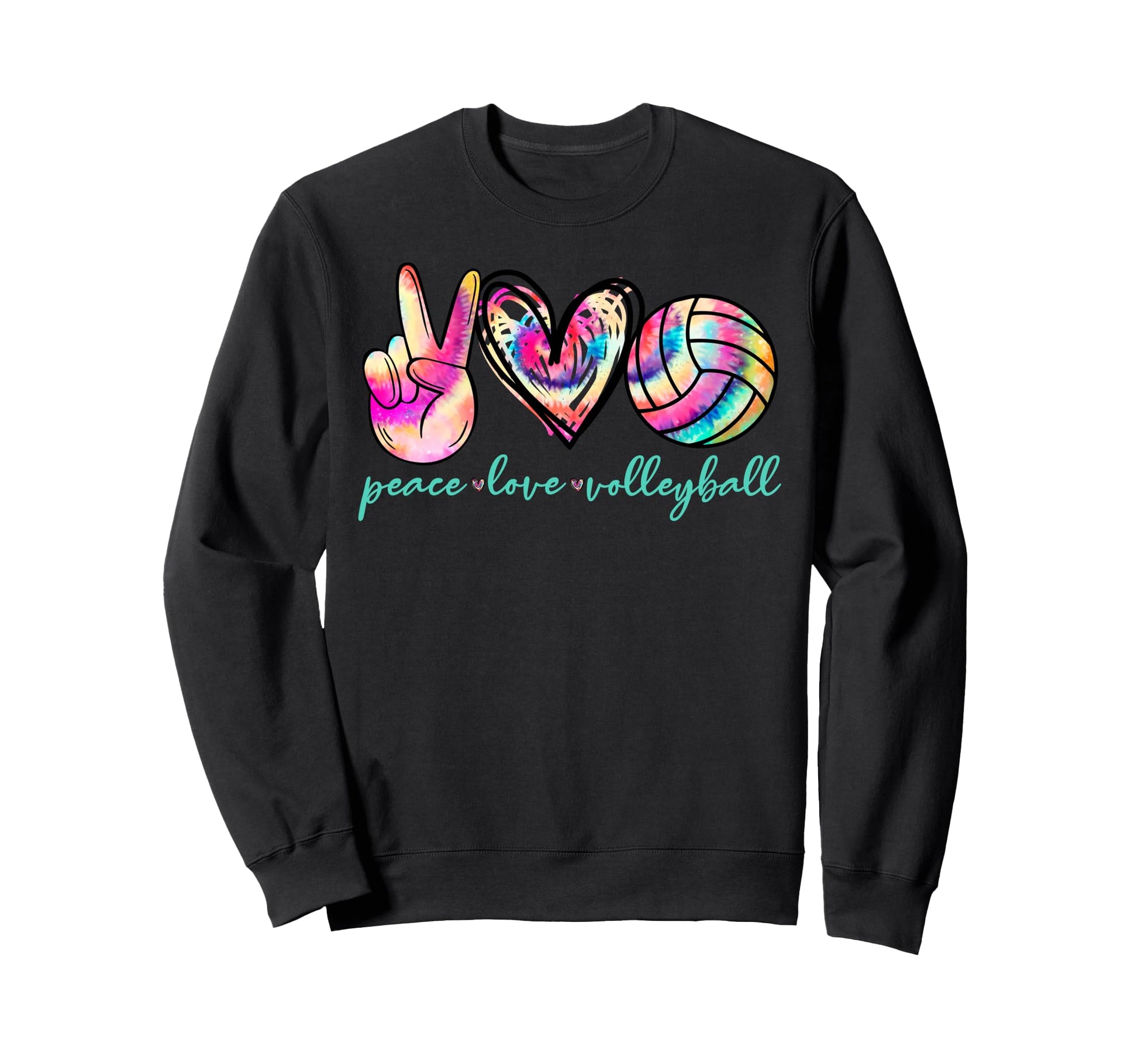 Peace Love Volleyball Player Tie Sweatshirt - Novelty Apparel for Adults - T-Shirt, Sweatshirt, Hoodie