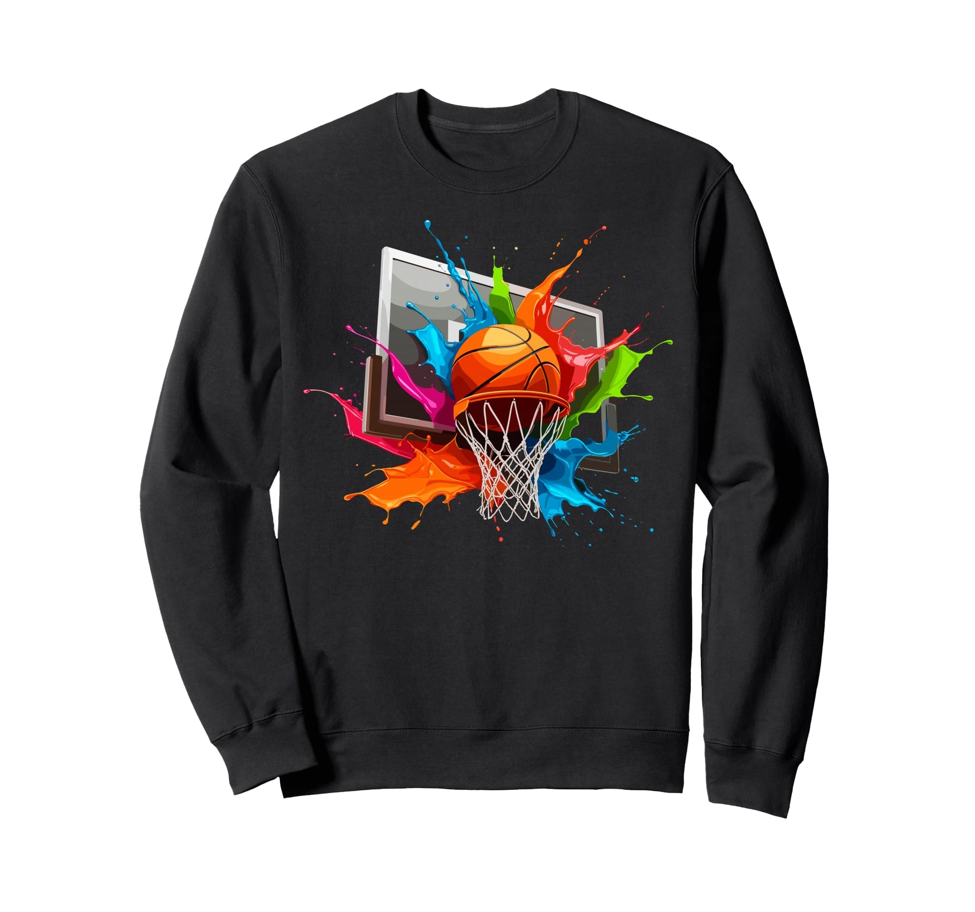 Colorful Paints Splash Basketball Sweatshirt - Novelty Apparel Men Women - T-Shirt, Sweatshirt, Hoodie