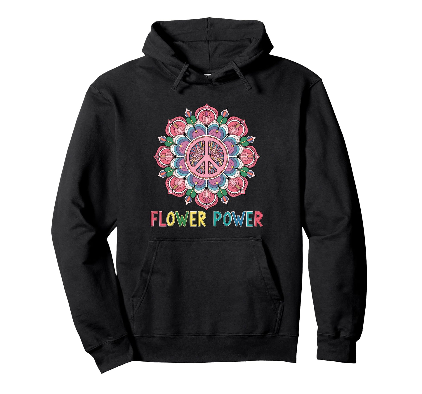 Flower Power Peace Sign Boho Hippie Hoodie - Custom Art Print Men Women - T-Shirt, Sweatshirt, Hoodie