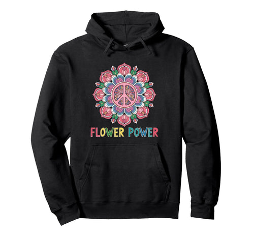 Flower Power Peace Sign Boho Hippie Hoodie - Custom Art Print Men Women - T-Shirt, Sweatshirt, Hoodie